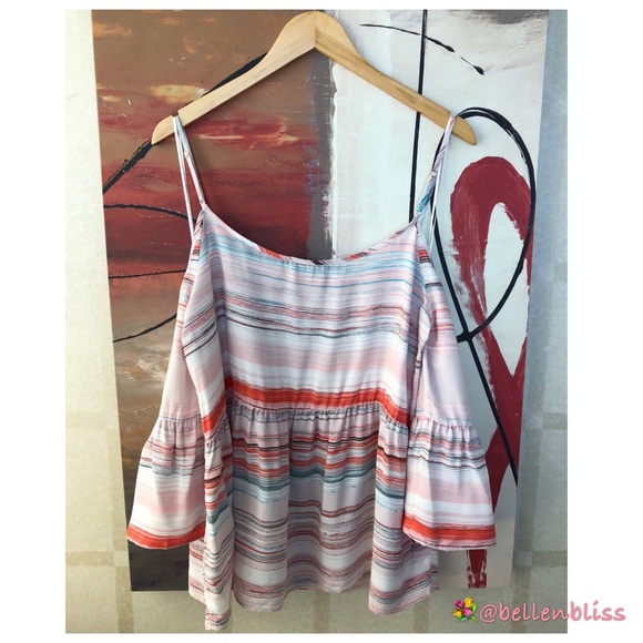 Cold Shoulder Blouse Ruffle Sleeve, Sz XL - Picture 2 of 8